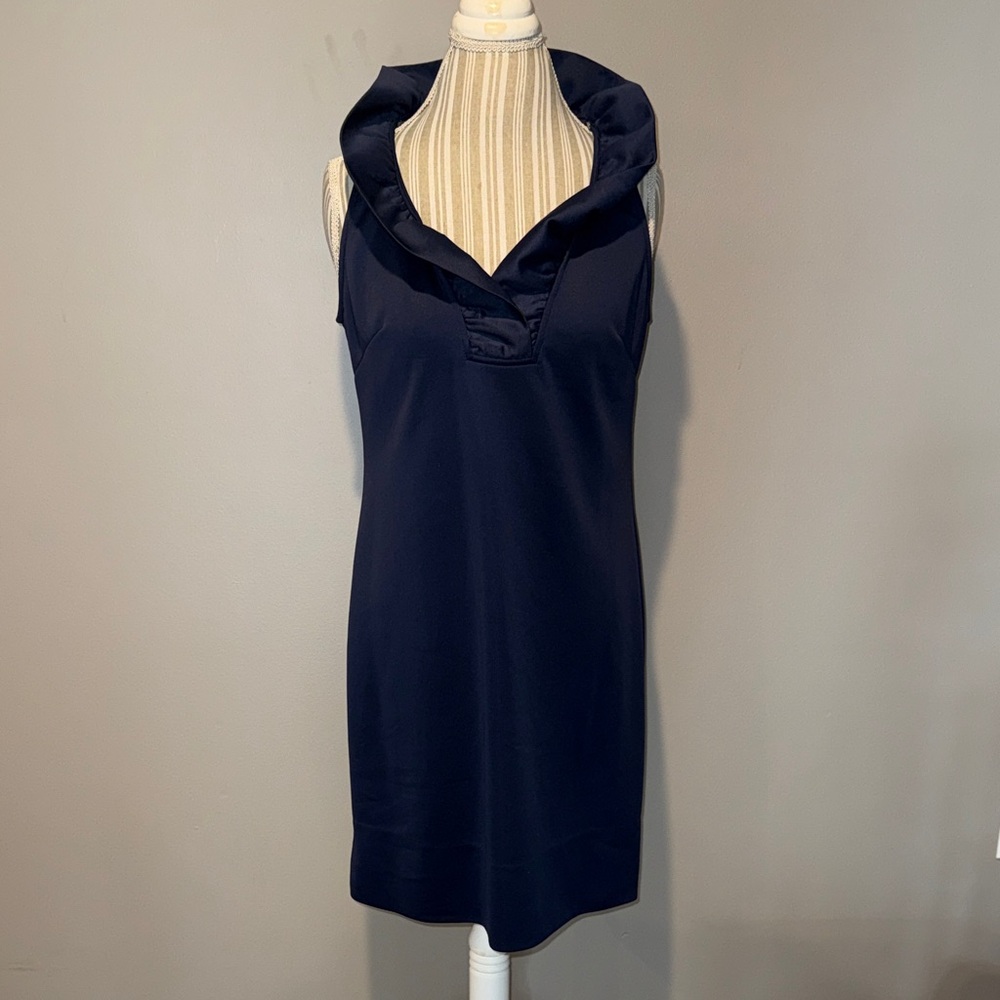 Gretchen Scott Designs Navy Ruffle Collar Mini Dress, size M